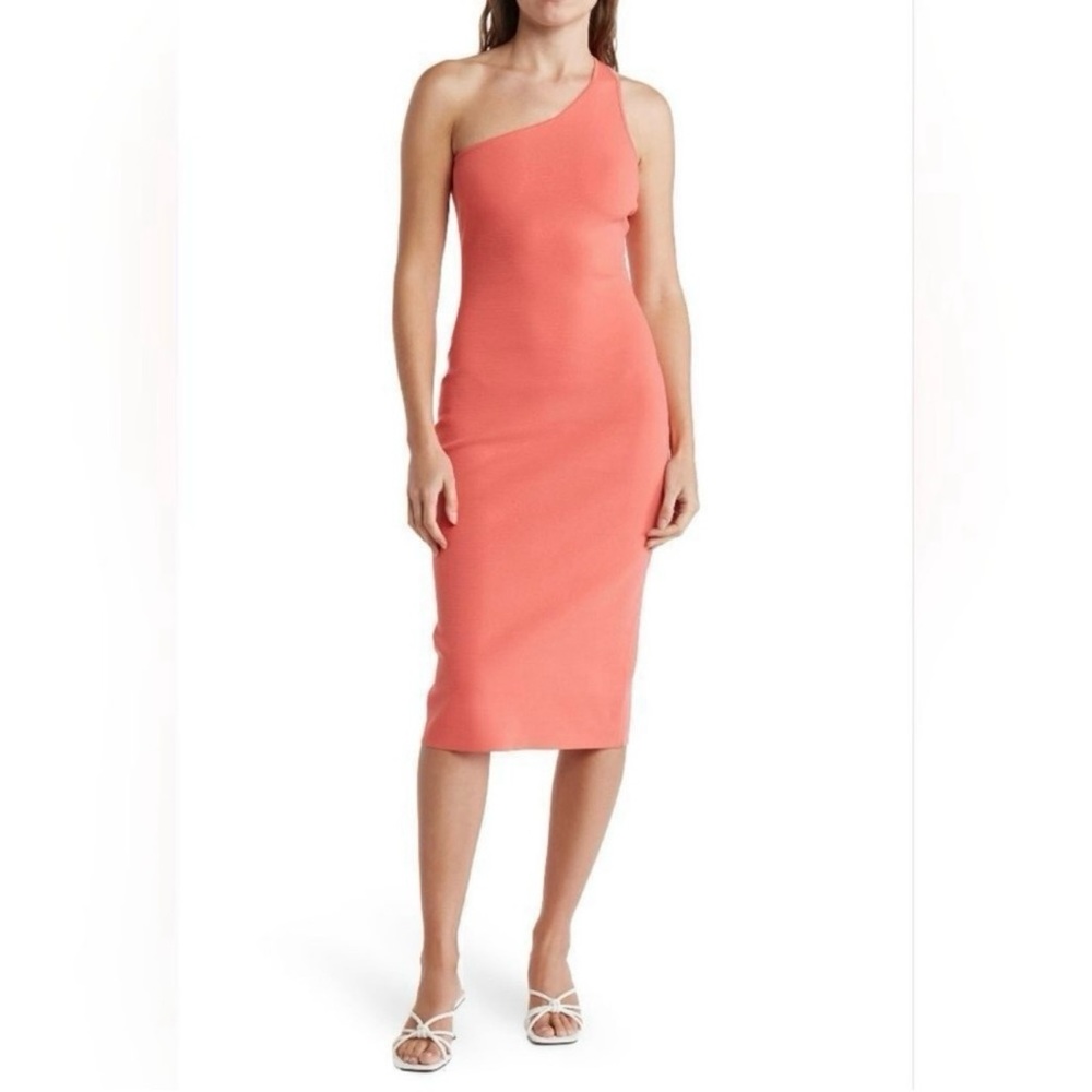 A.L.C. Colby Asymmetrical One-Shoulder Knit Midi Dress Rouge Red NWT S